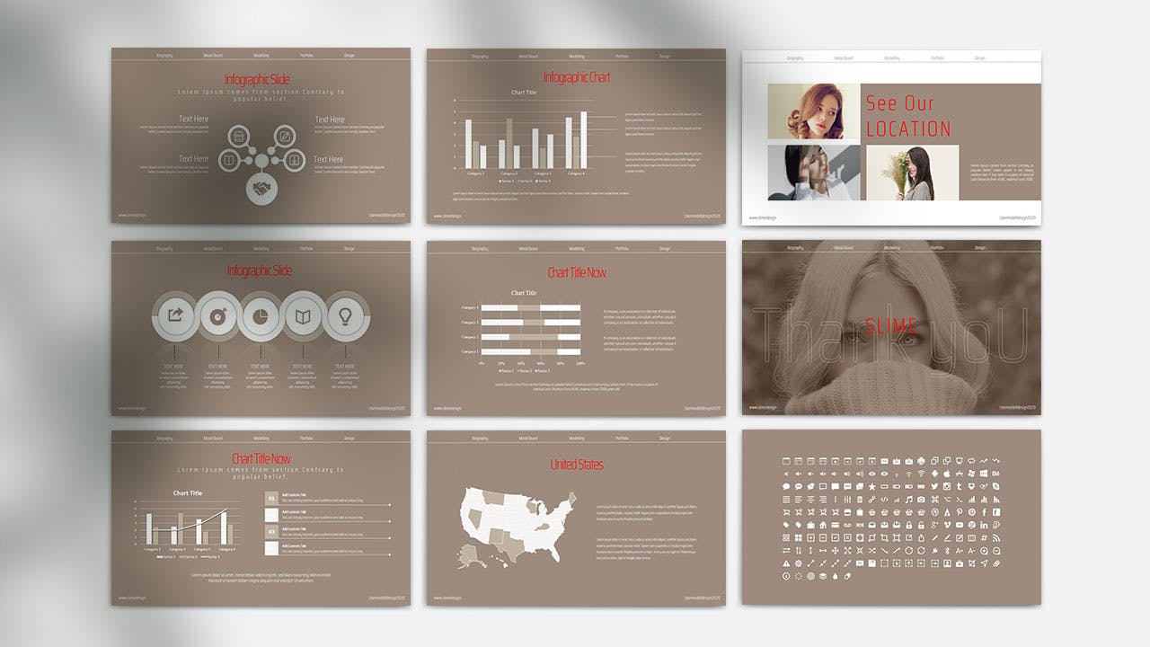 时尚高端简约优雅清新Google Slides谷歌幻灯片演示模板（pptx）