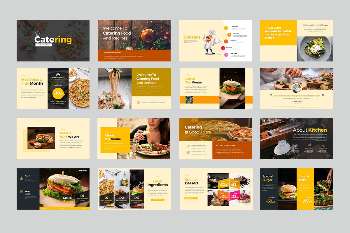 时尚高端专业的餐饮powerpoint幻灯片演示模板（pptx）