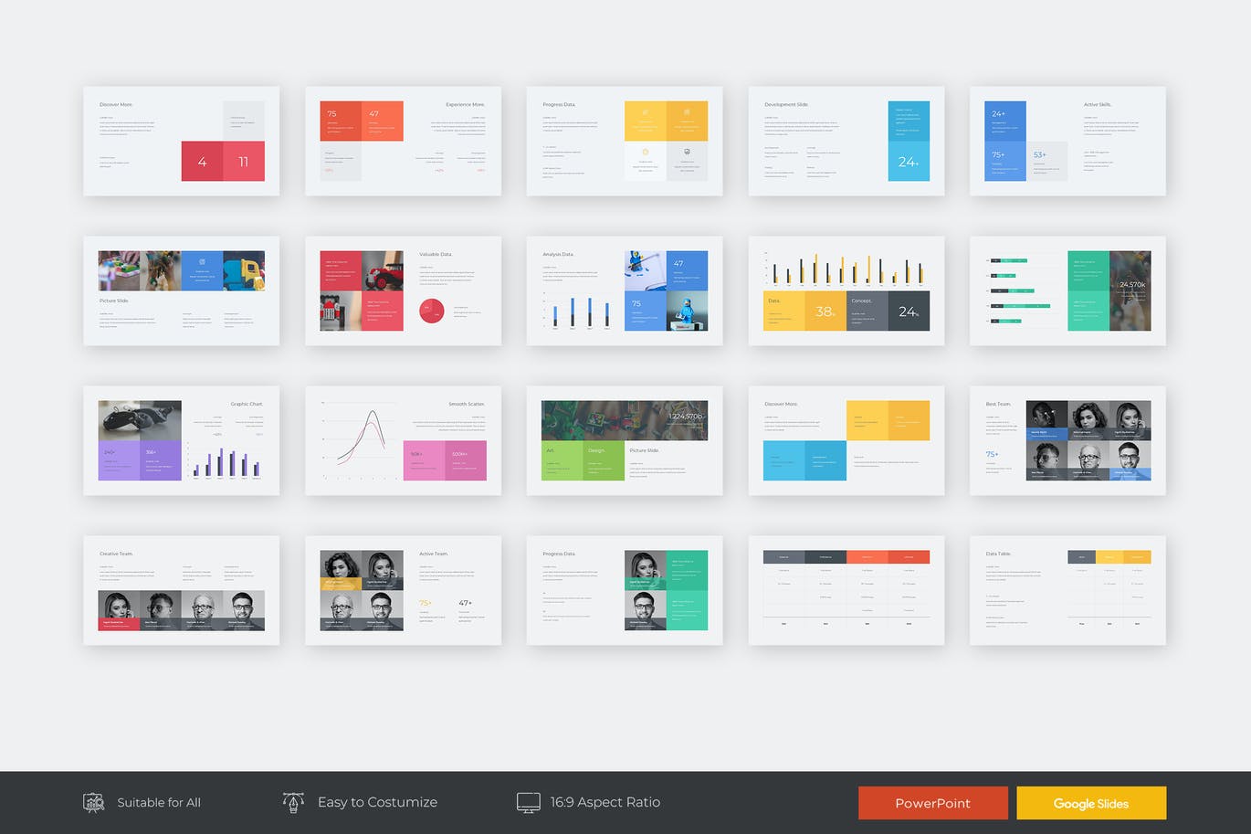 时尚清新高端专业的多用途大数据提案powerpoint幻灯片演示模板（pptx）