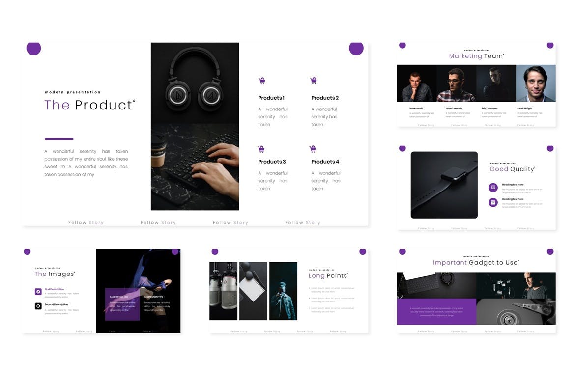 紫色配色的高品质优雅时尚高端powerpoint幻灯片演示模板（pptx）