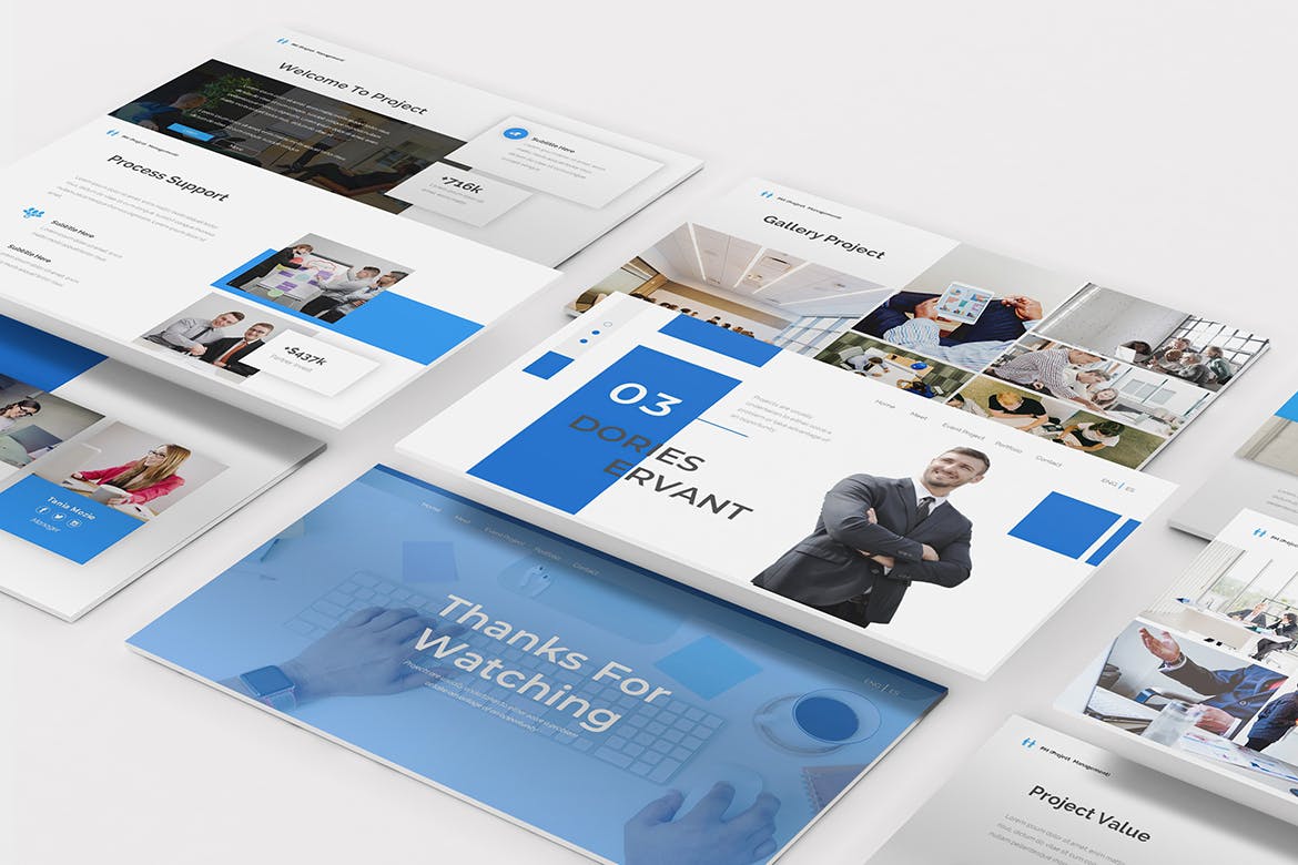 时尚高端简约专业的高品质项目管理powerpoint幻灯片演示模板（pptx）