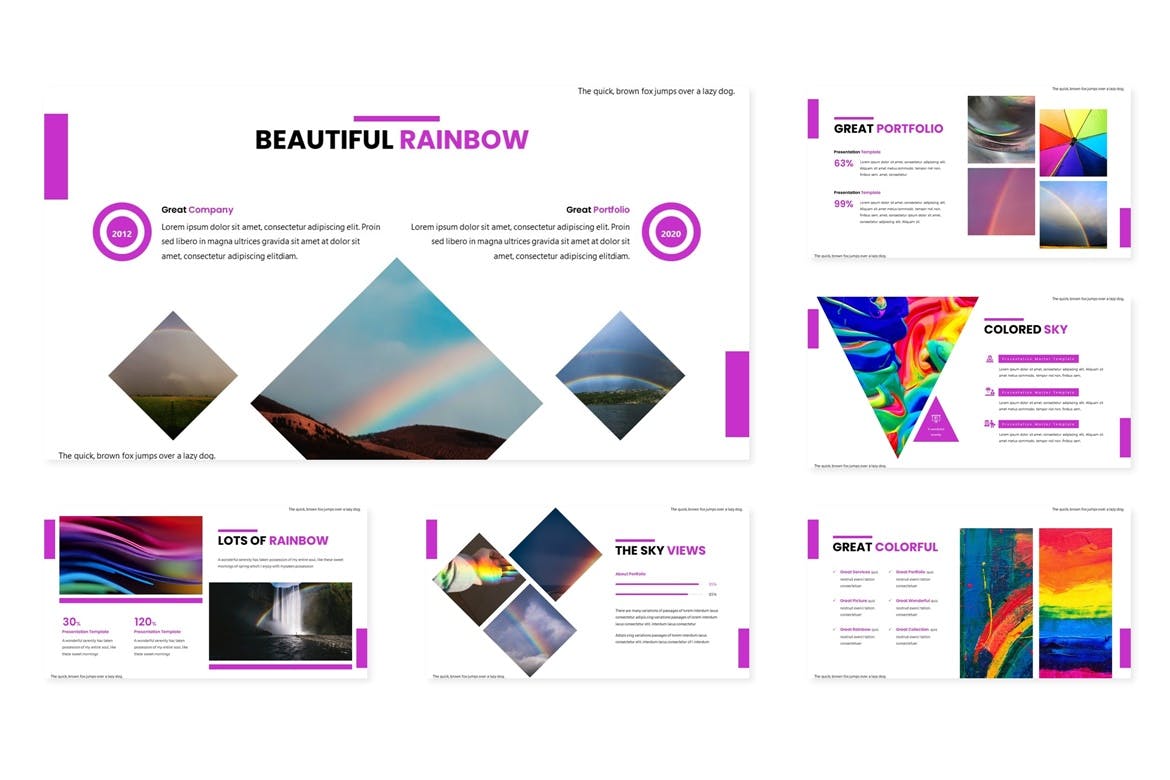 绚丽的彩虹配色大数据powerpoint幻灯片演示模板（pptx）