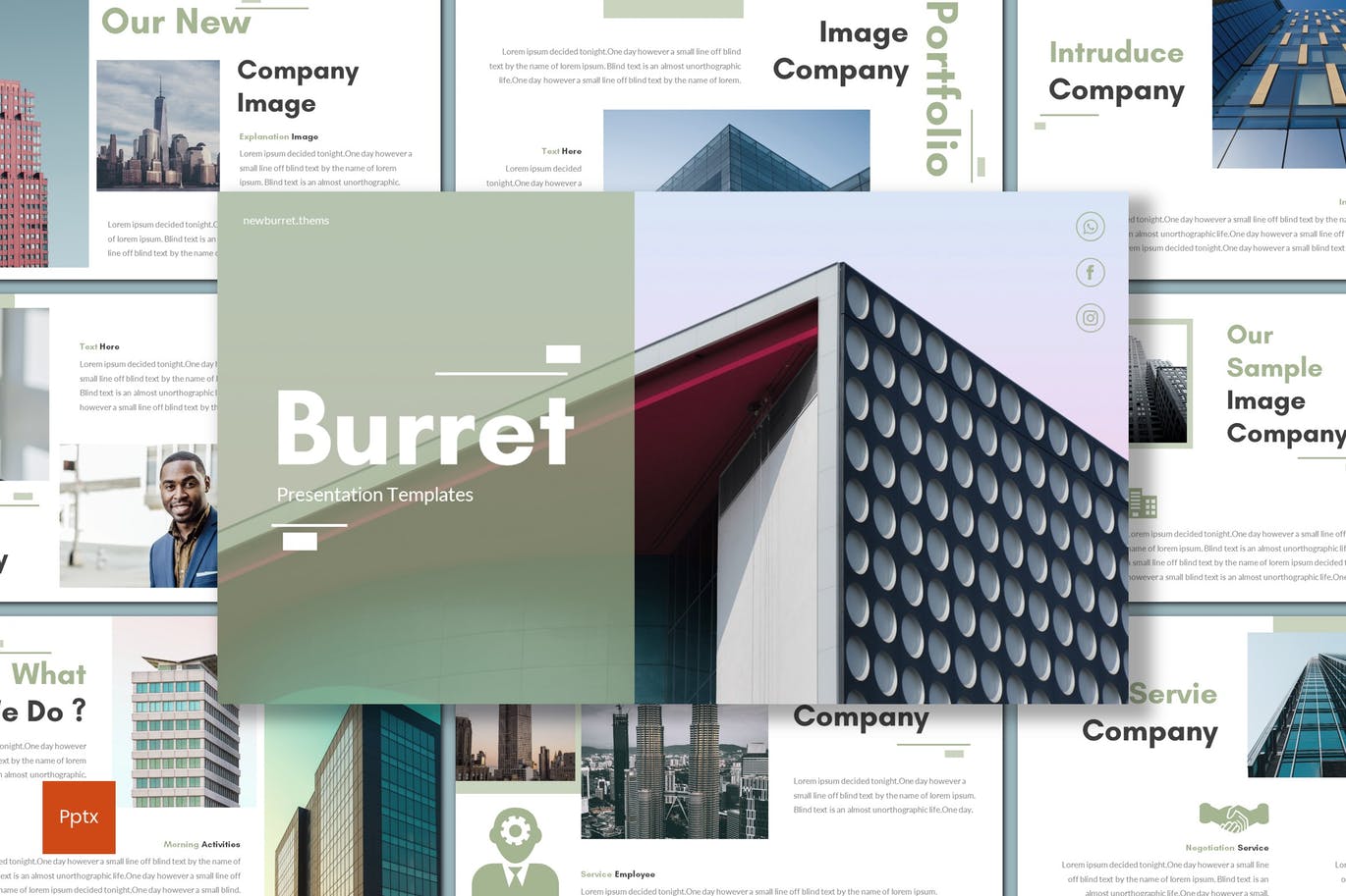 简约清新配色的多用途大数据powerpoint幻灯片演示模板（pptx）