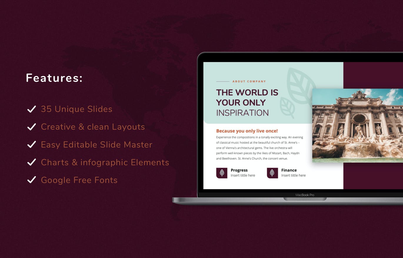 创意旅行排版的PPT模板（PPTX）