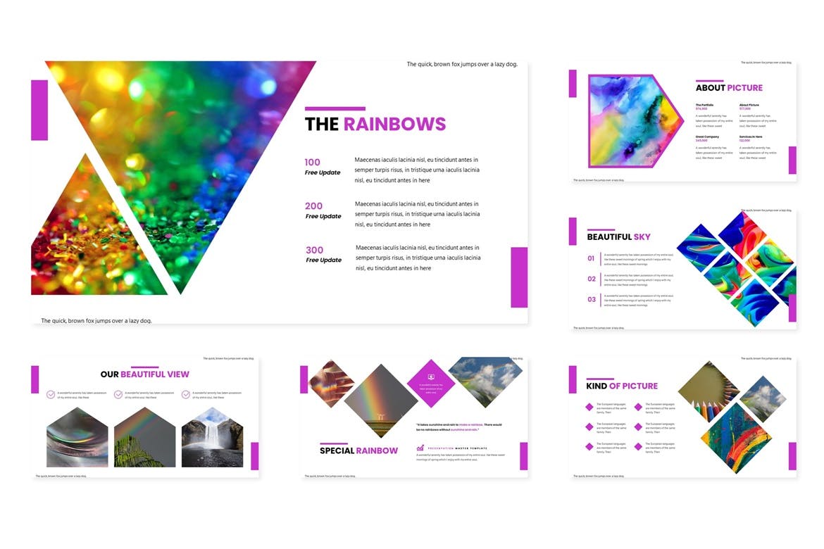 绚丽的彩虹配色大数据powerpoint幻灯片演示模板（pptx）