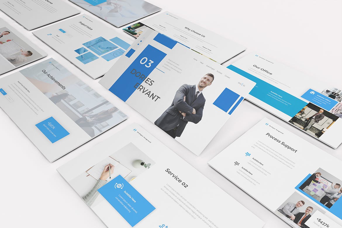 时尚高端简约专业的高品质项目管理powerpoint幻灯片演示模板（pptx）