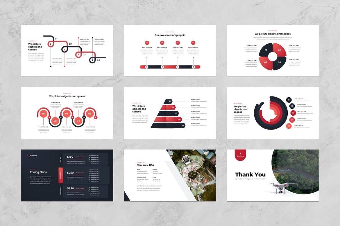 时尚高端简约度用途无人机powerpoint幻灯片演示模板（pptx）