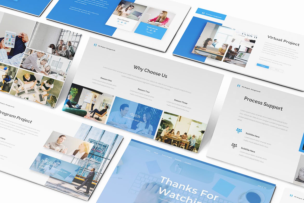 时尚高端简约专业的高品质项目管理powerpoint幻灯片演示模板（pptx）