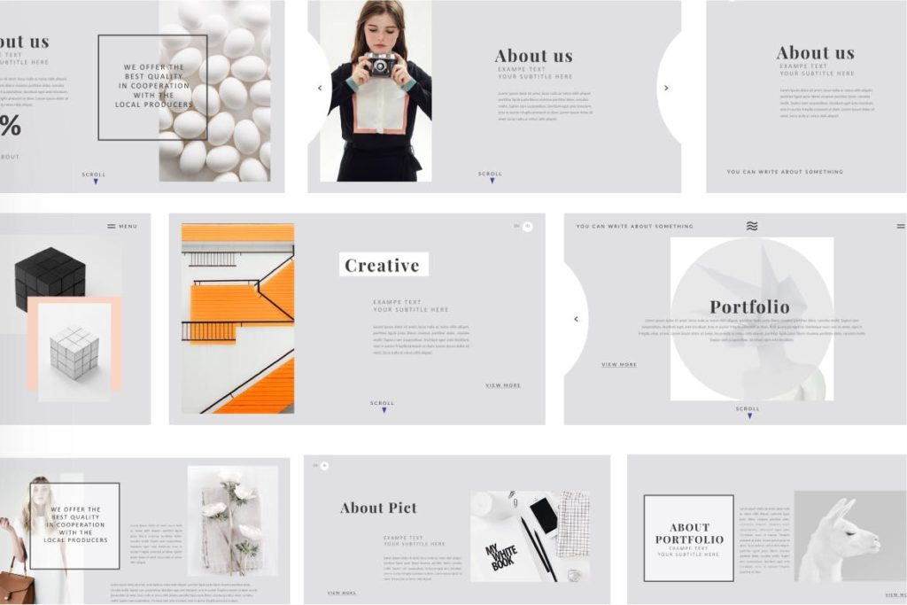 PPT模板 | 时尚独特高级品牌灰现代风格幻灯片PowerPoint创意多用途模板