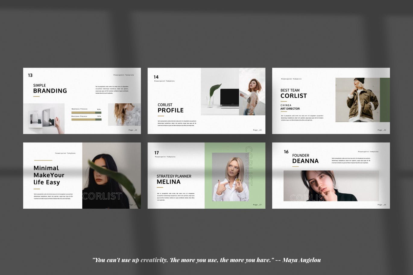 优雅时尚高端清新简约多用途的高品质powerpoint幻灯片演示模板（pptx）