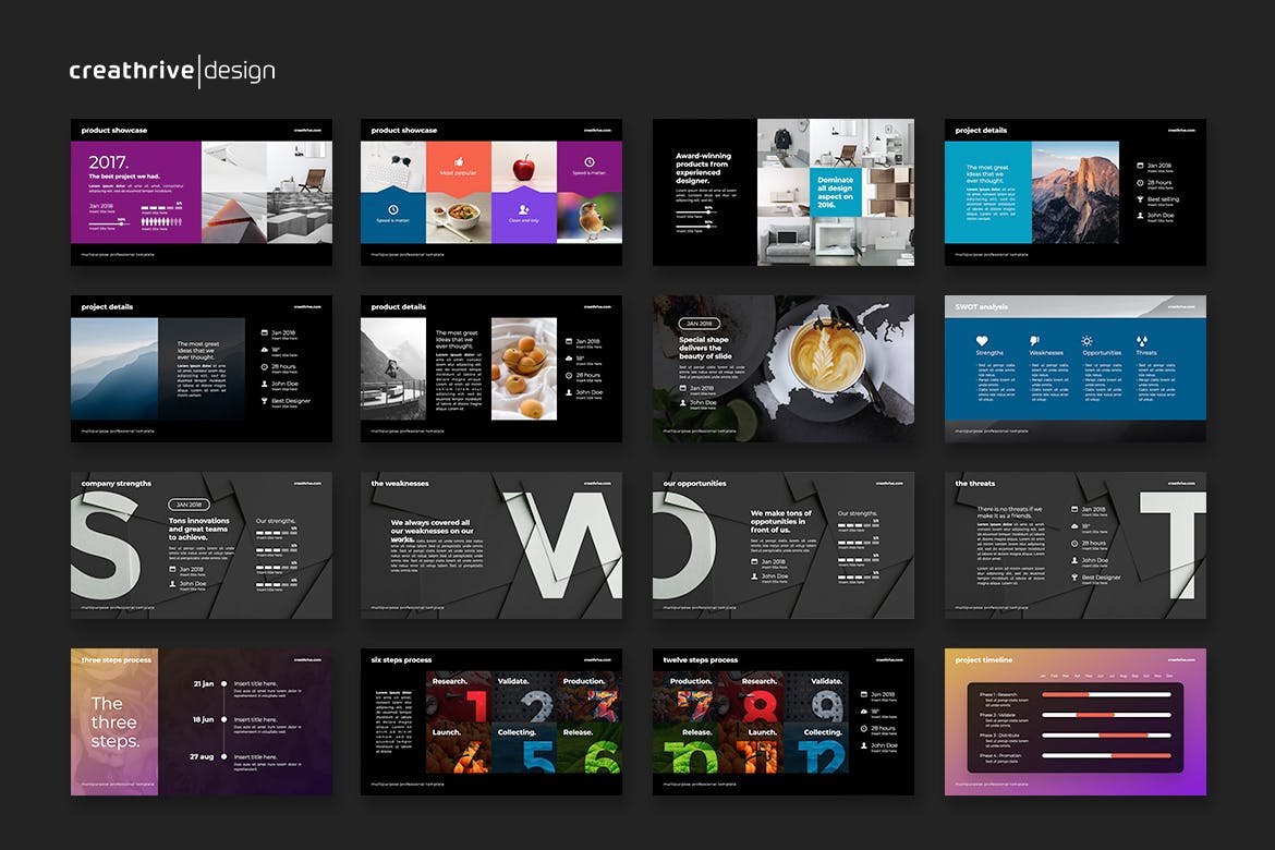 时尚高端SWOT分析powerpoint幻灯片演示模板（pptx）