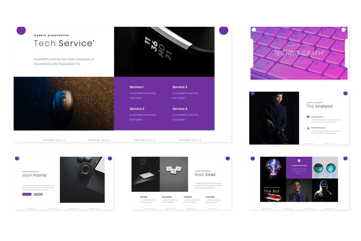 紫色配色的高品质优雅时尚高端powerpoint幻灯片演示模板（pptx）