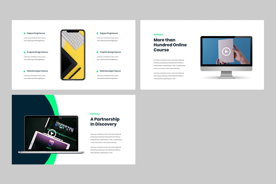 高品质的在线教育网络授课Google Slides谷歌幻灯片演示模板(pptx)