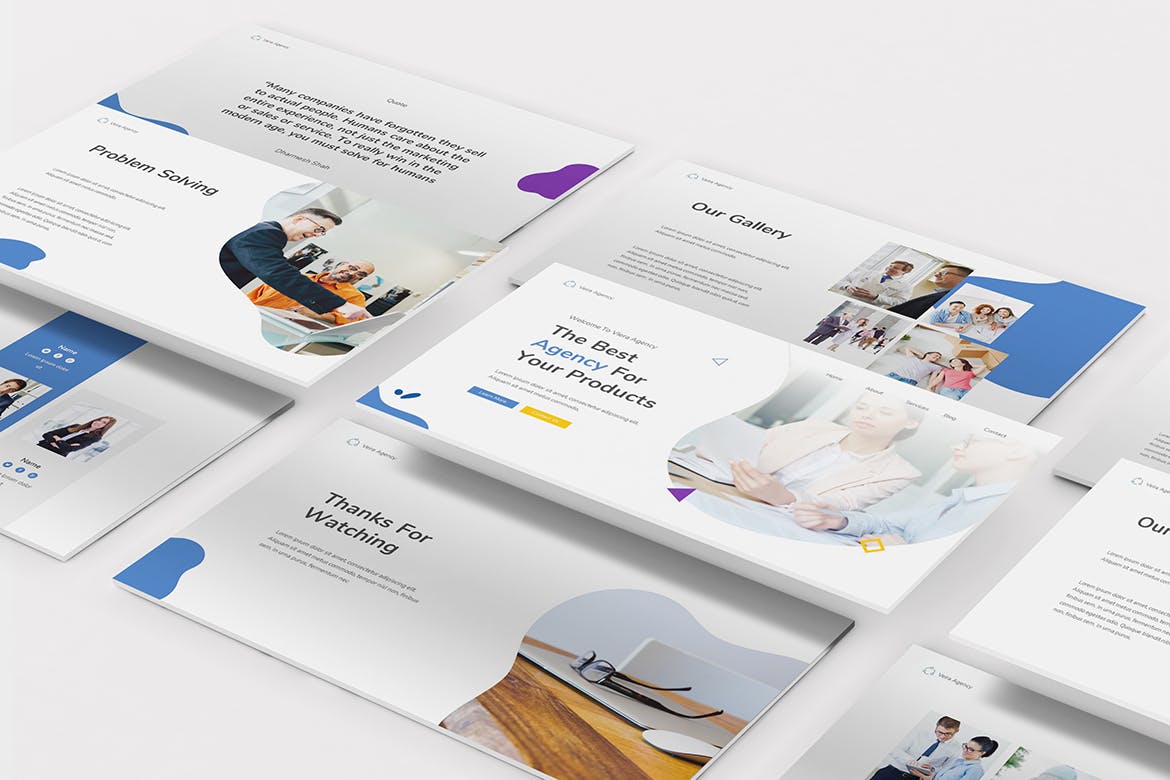 干净简洁的营销公司Powerpoint模板