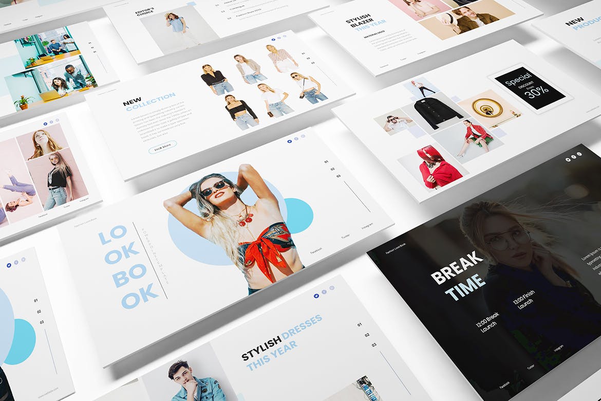 时尚高端流行风格的lookbook Google Slides谷歌幻灯片演示模板(pptx)