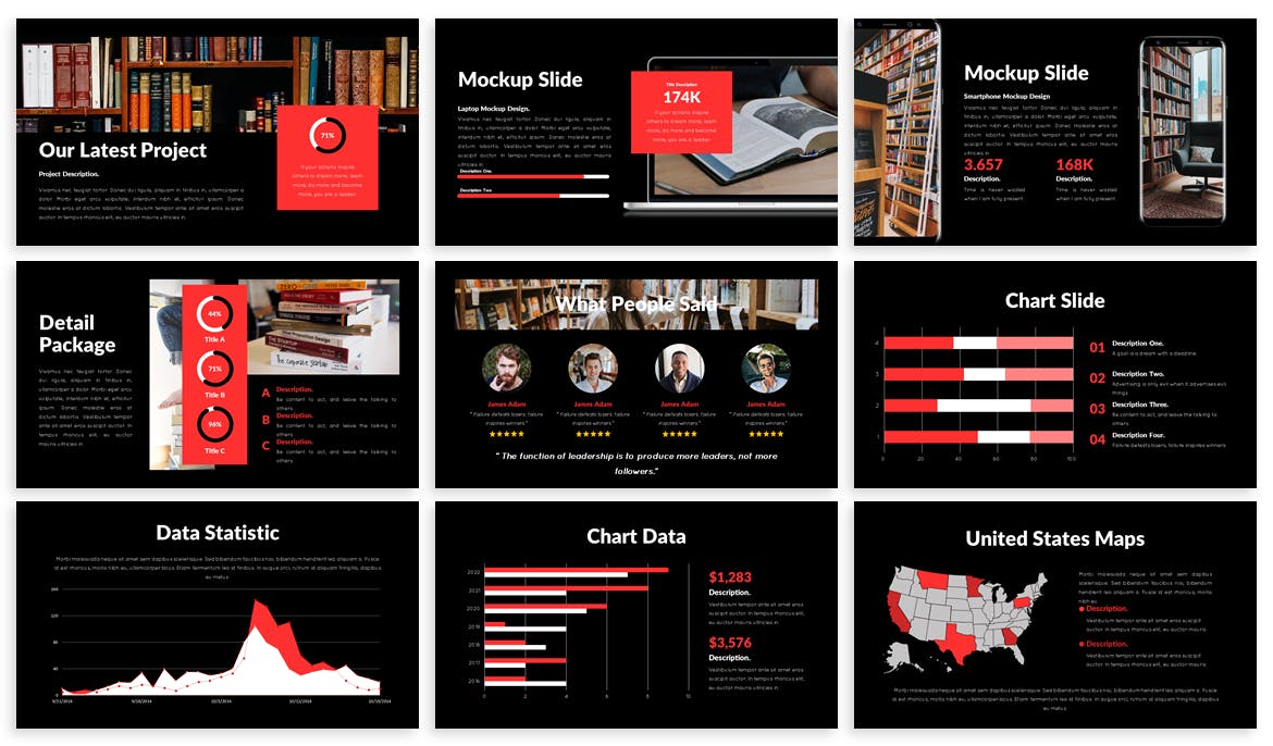 黑色商业谷歌幻灯片模板(PPTX)