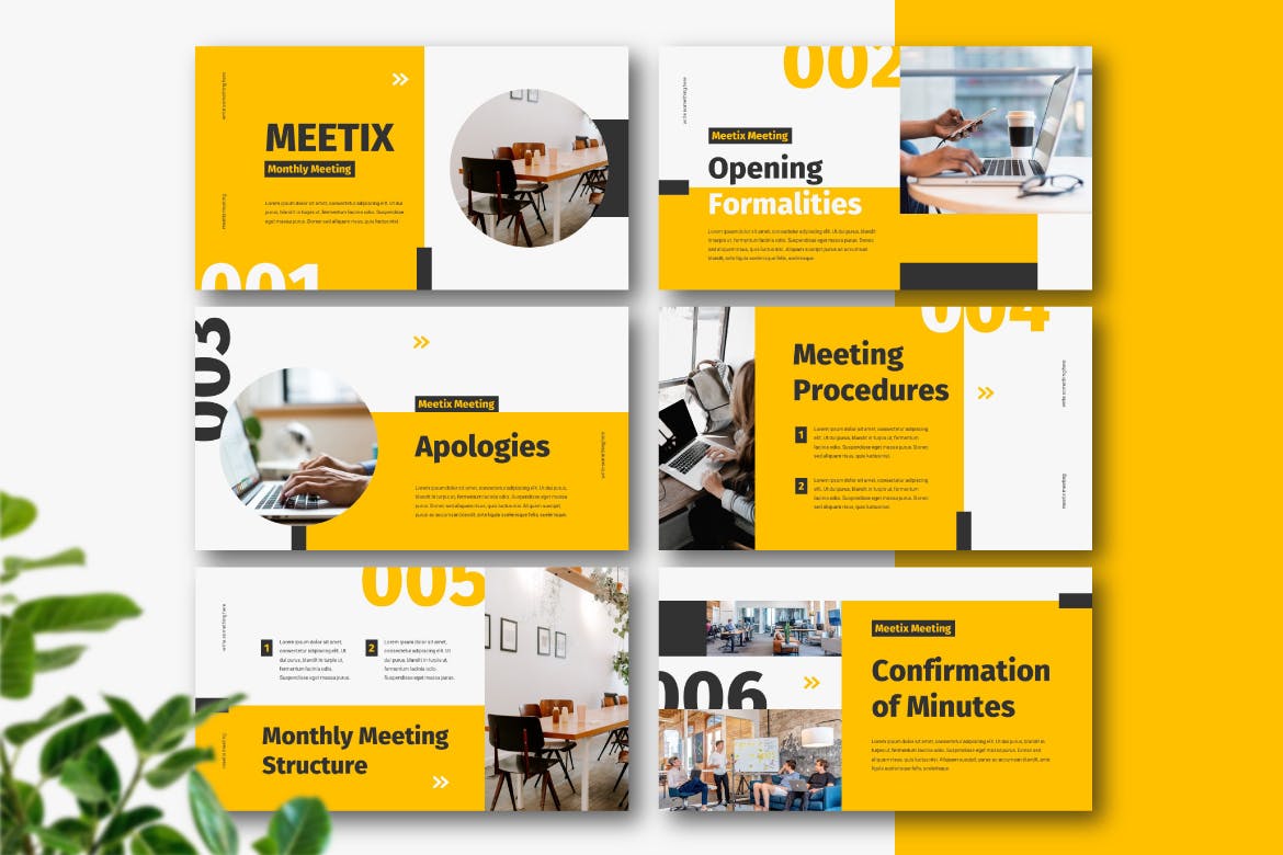 时尚高端醒目的月度会议提案提报powerpoint幻灯片演示模板（pptx）