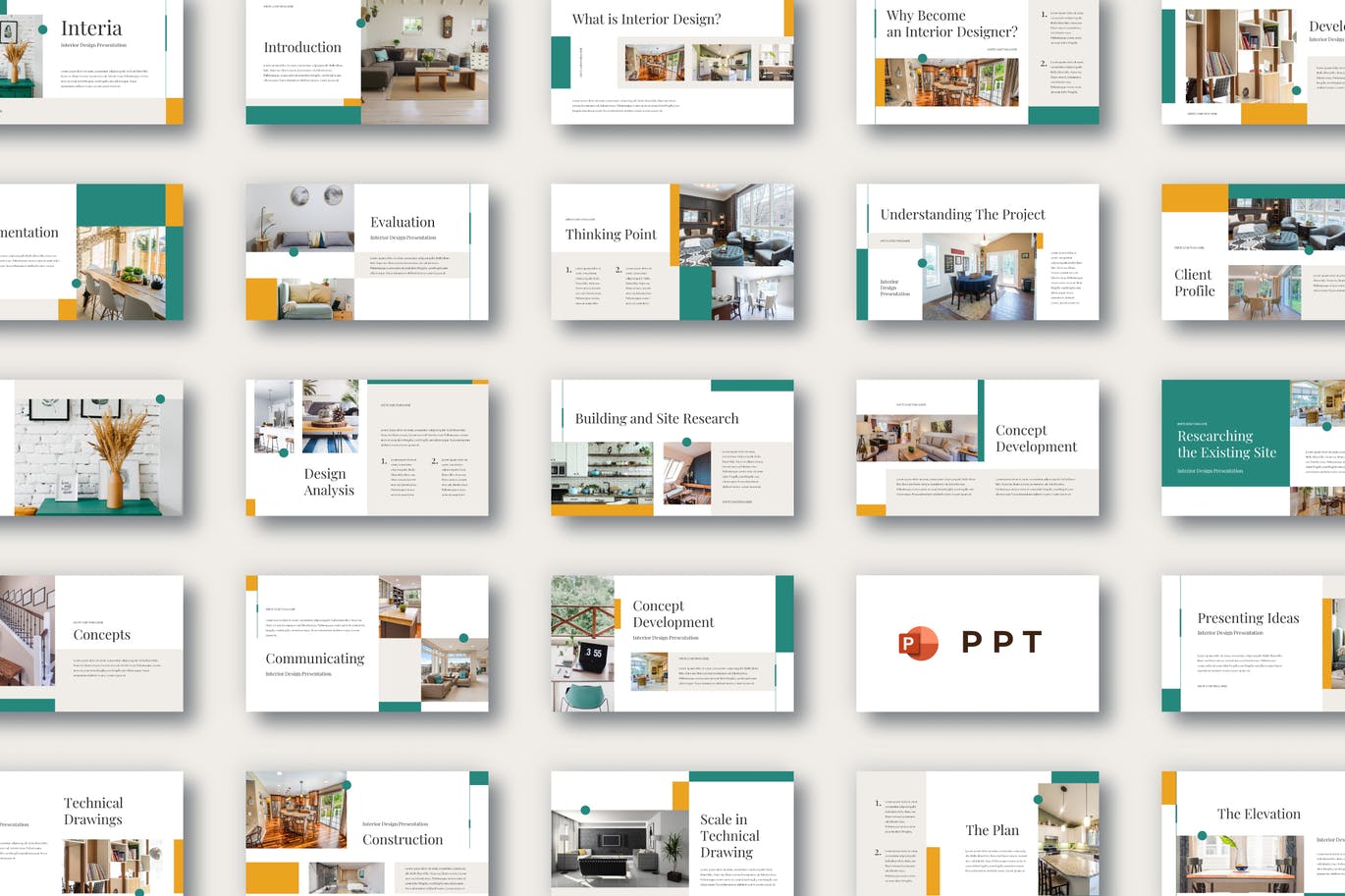 时尚高端简约多用途房地产室内设计powerpoint幻灯片演示模板（pptx）