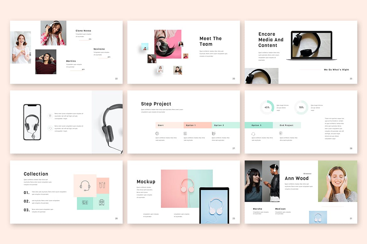 音乐主题的极简主义PPT模板下载（PPTX）