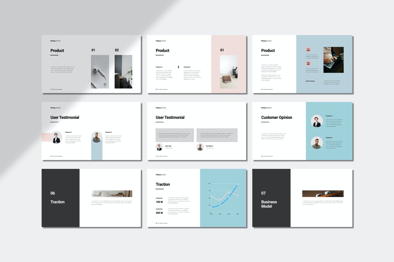 清新时尚高端简约配色的高品质powerpoint幻灯片演示模板（pptx、key）