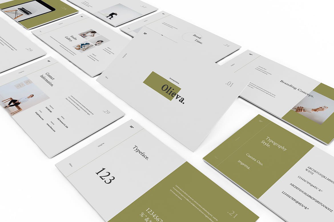 简约优雅时尚多用途品品牌推广指南powerpoint幻灯片演示模板（pptx）