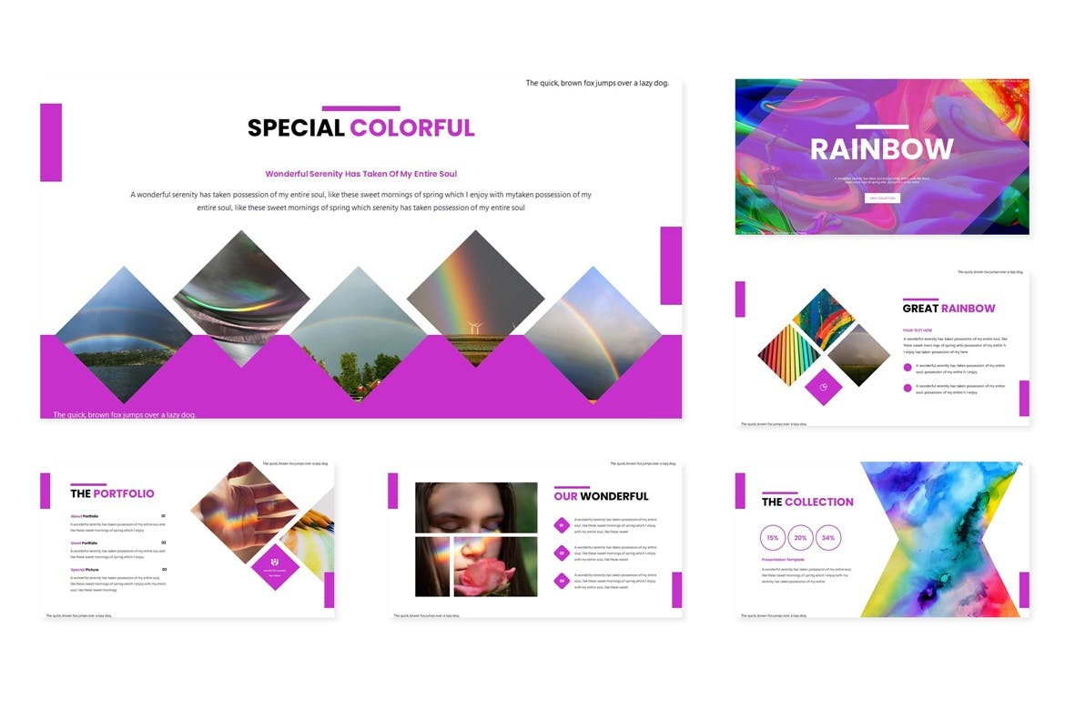 绚丽的彩虹配色大数据powerpoint幻灯片演示模板（pptx）