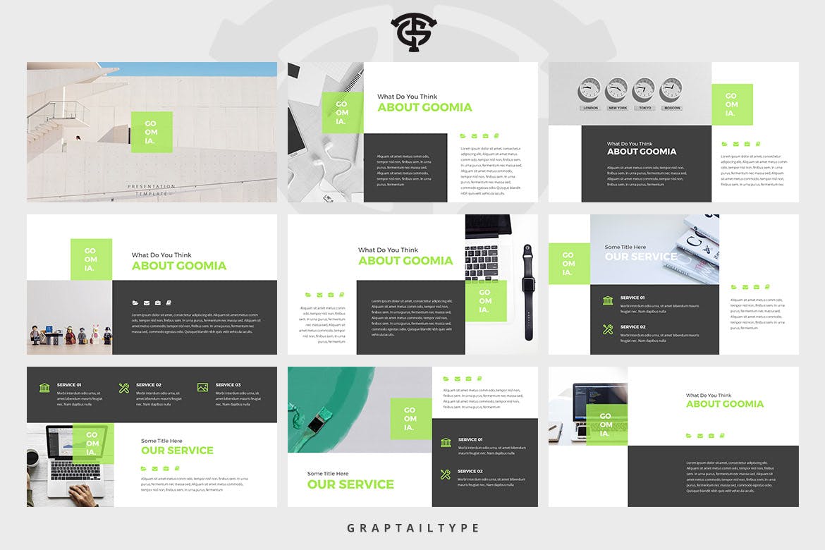 高端时尚简约高级灰配色的高品质powerpoint幻灯片演示模板（pptx）