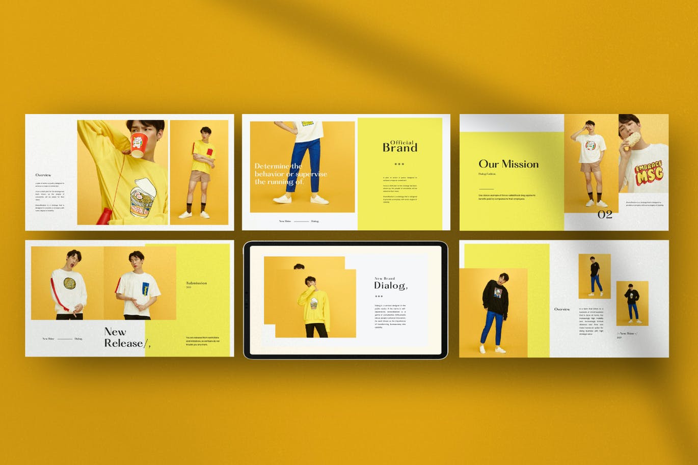 时尚清新潮流的黄色配色powerpoint幻灯片演示模板（pptx）