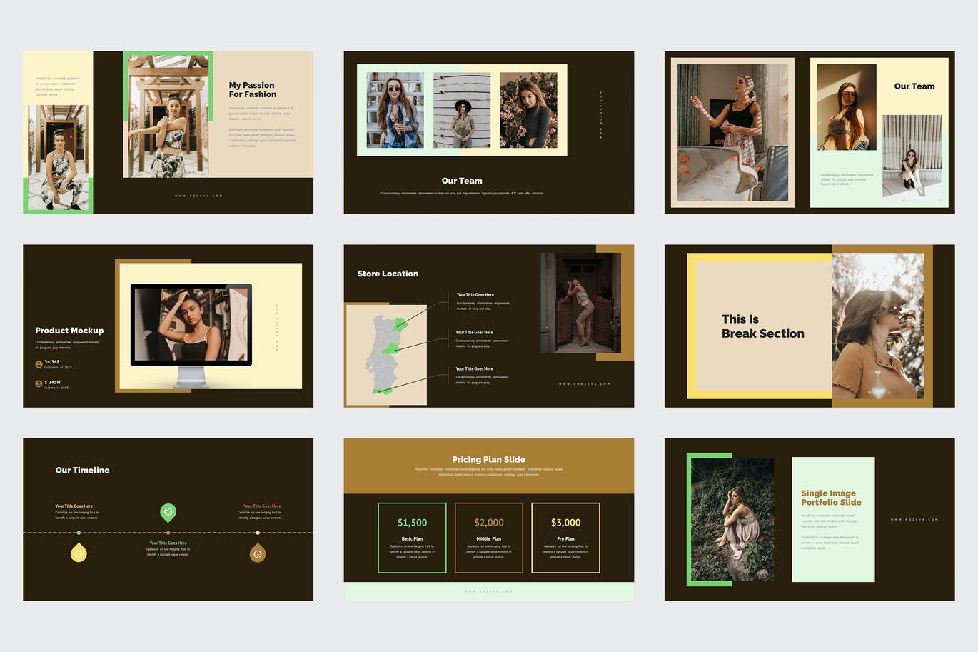 优雅时尚高端简约清新powerpoint幻灯片演示模板（pptx）