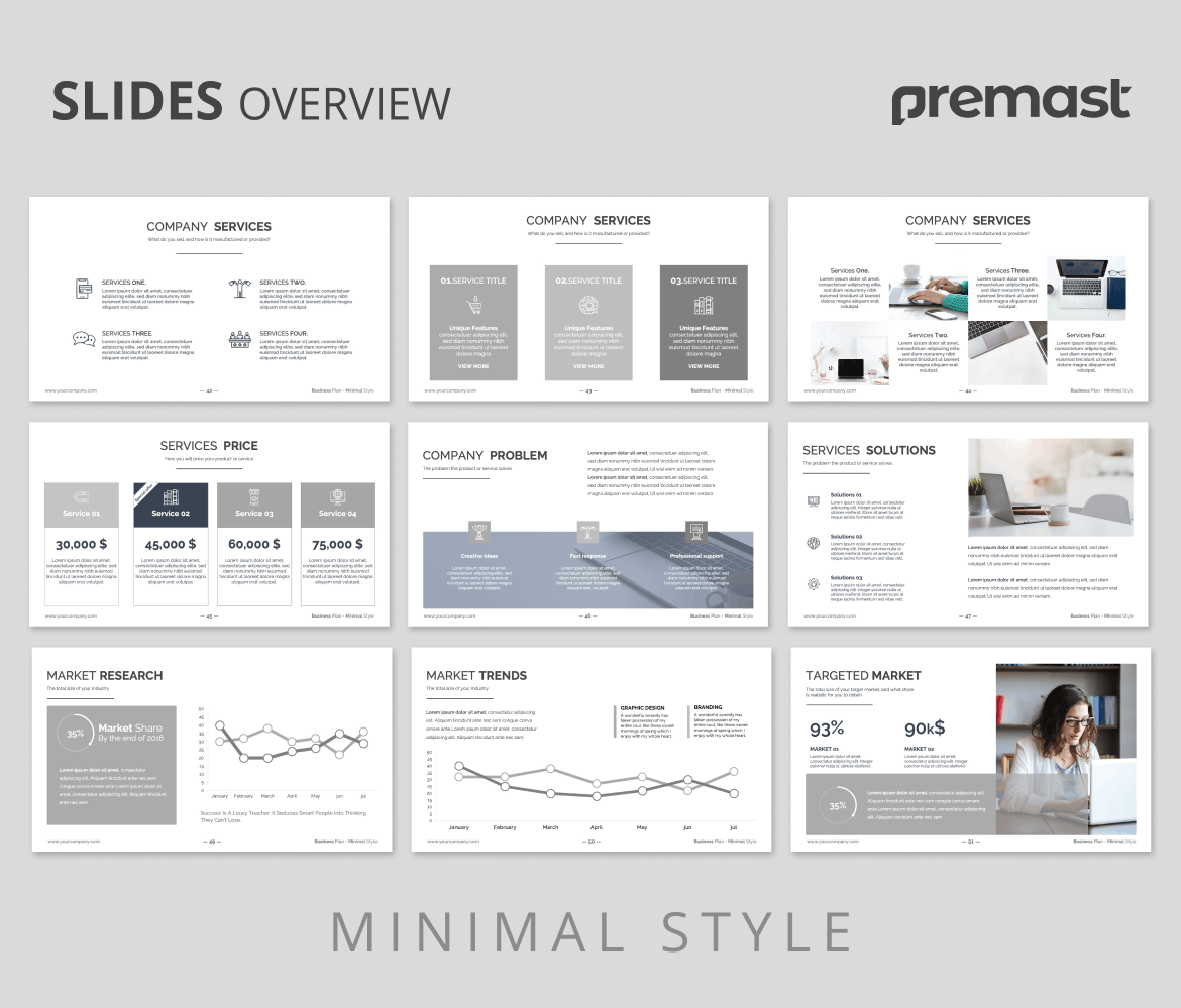 简约风格的多用途大数据业务计划powerpoint幻灯片演示模板（pptx）