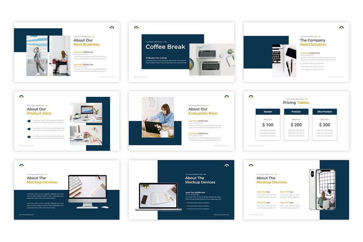 高品质的时尚高端商业商务powerpoint幻灯片演示模板（pptx）