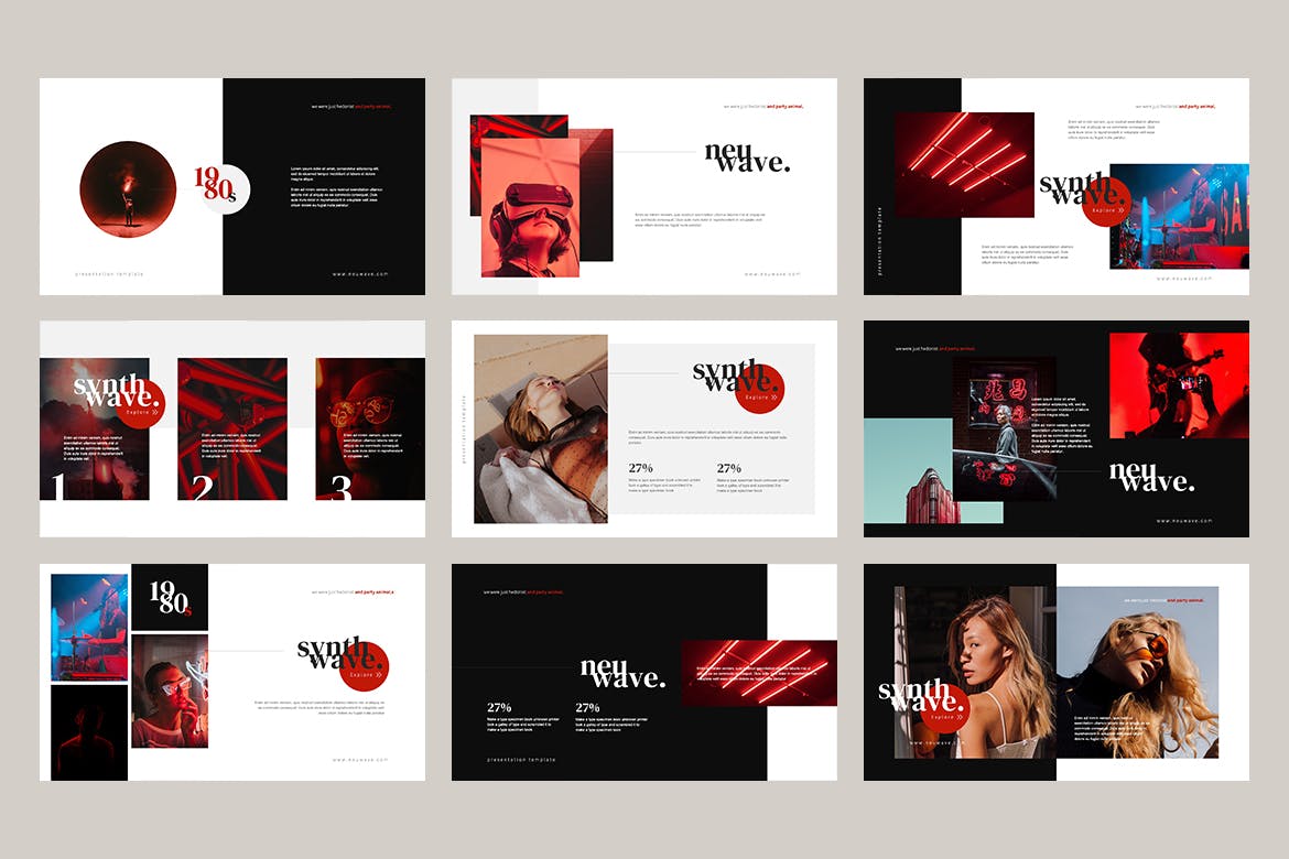 新浪潮时尚PPT模板下载(PPTX)