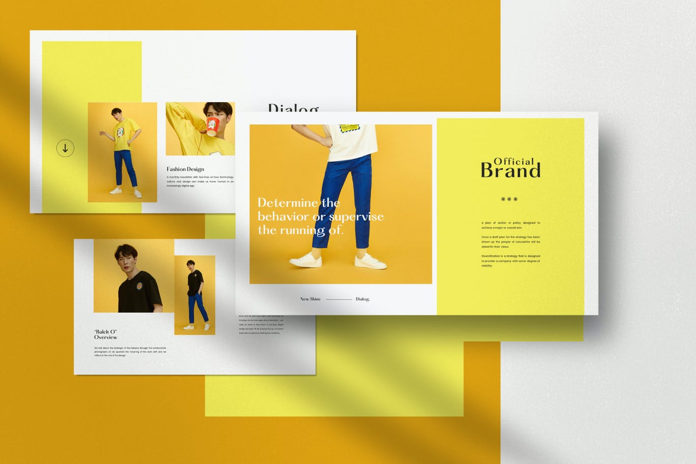 时尚清新潮流的黄色配色powerpoint幻灯片演示模板(pptx)