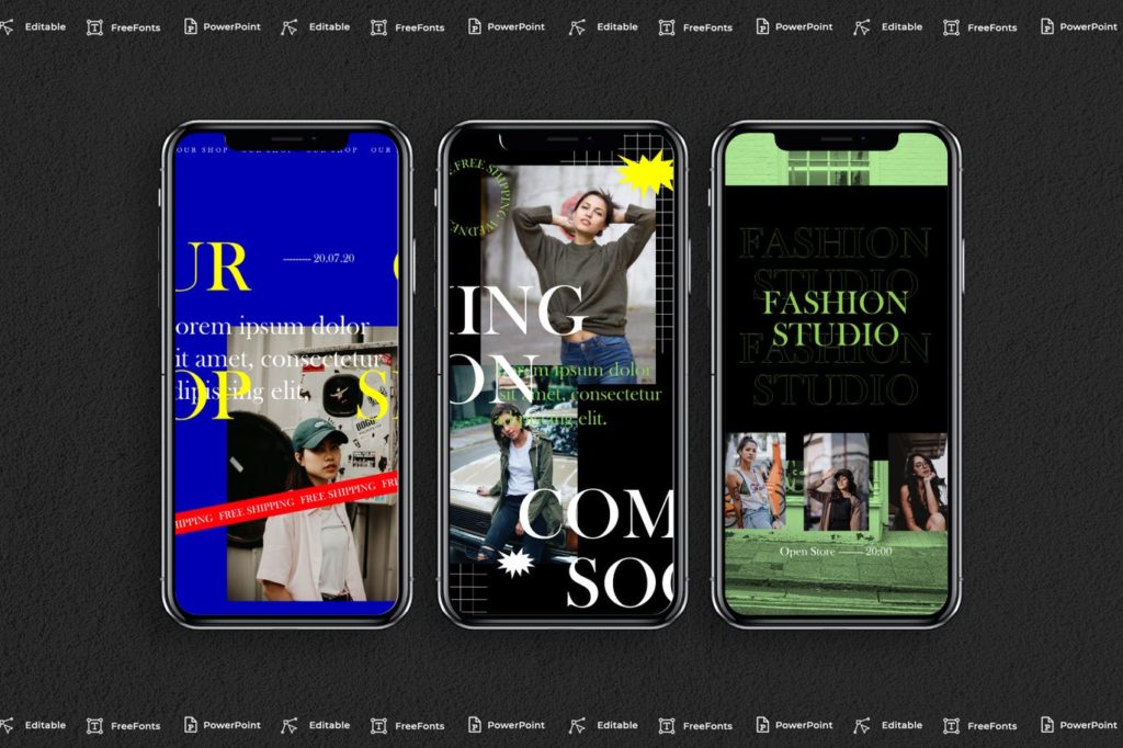 PPT模板 | 时尚潮流INS流行蓝色红色撞色系欧美版式社交媒体PowerPoint模板