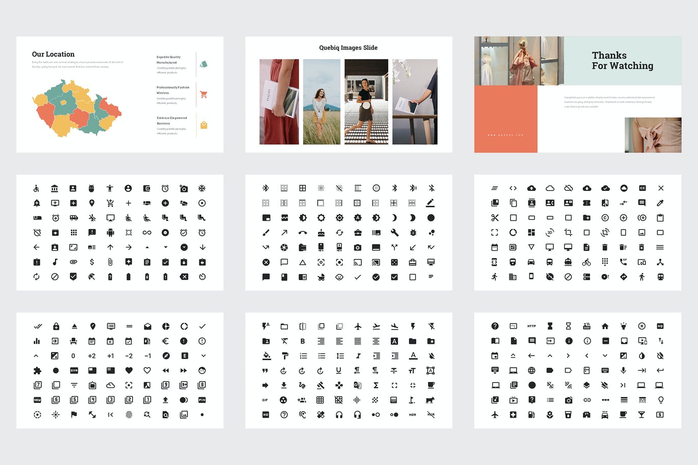 简约清晰时尚好用的多功能powerpoint幻灯片演示模板（pptx）