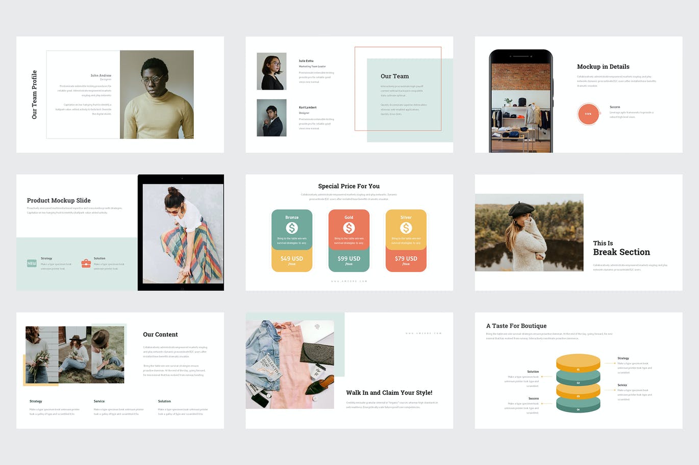 简约清晰时尚好用的多功能powerpoint幻灯片演示模板（pptx）