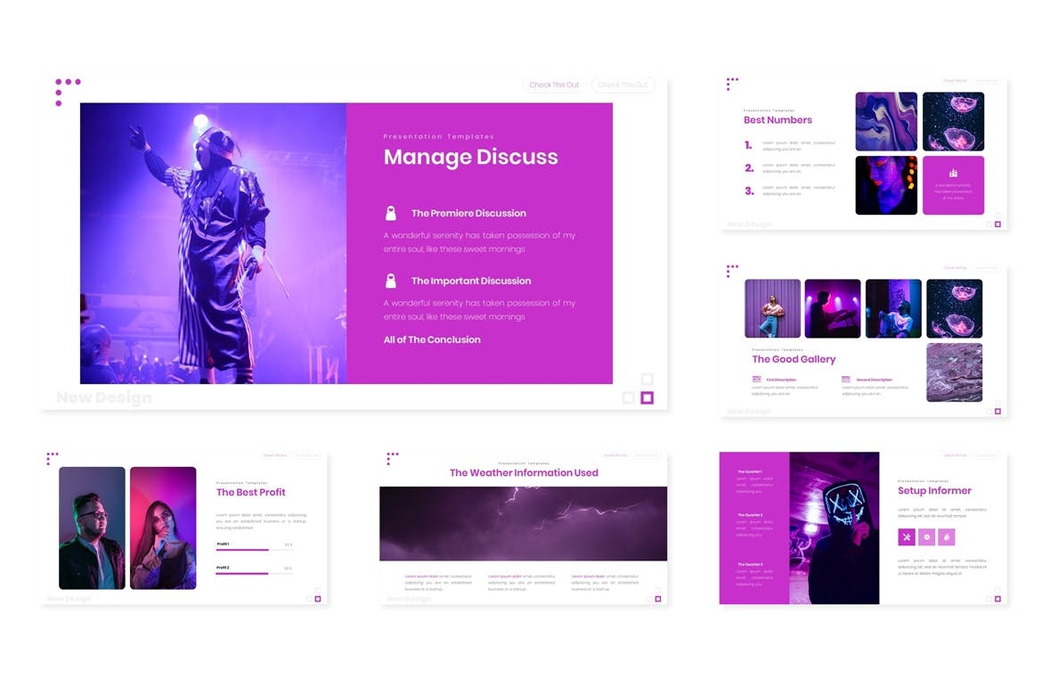 时尚绚丽的紫色配色powerpoint幻灯片演示模板（pptx）