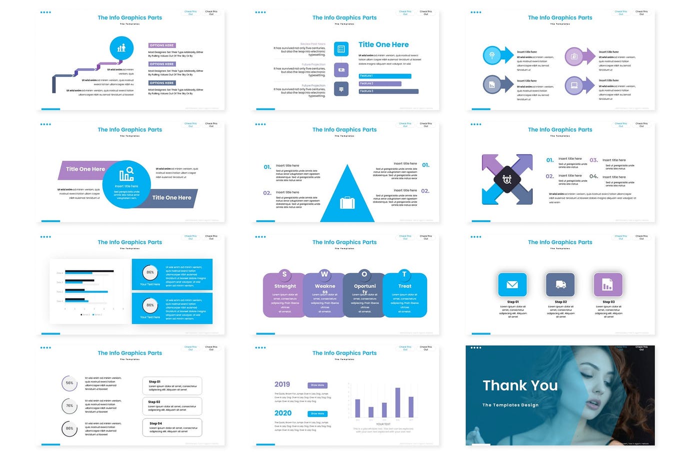 时尚高端简约清新蓝色配色的高品质powerpoint幻灯片演示模板（pptx）