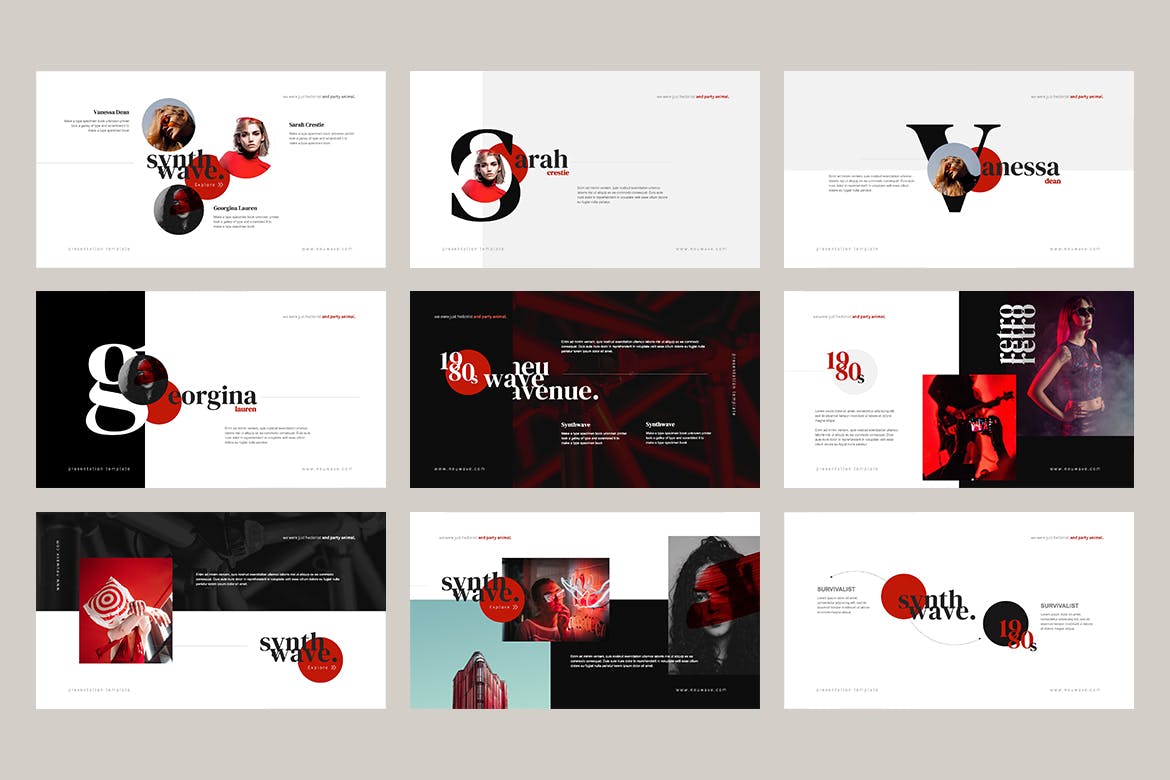 新浪潮时尚PPT模板下载(PPTX)