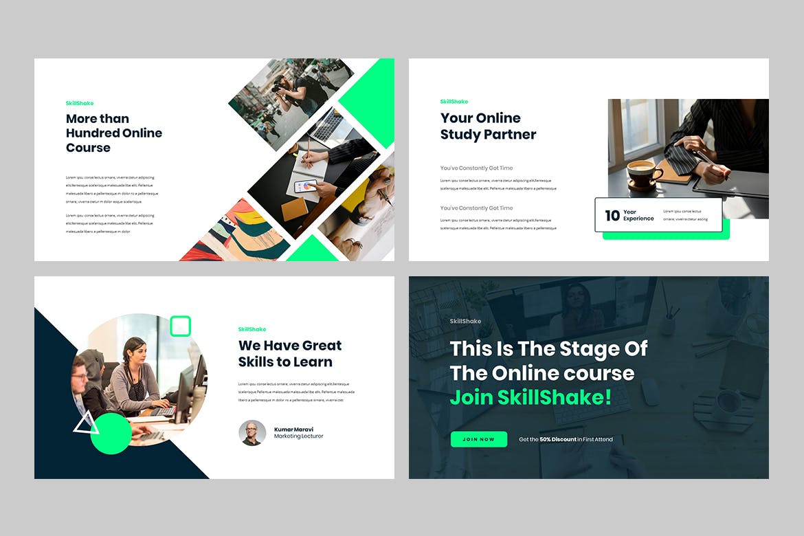 高品质的在线教育网络授课Google Slides谷歌幻灯片演示模板（pptx）