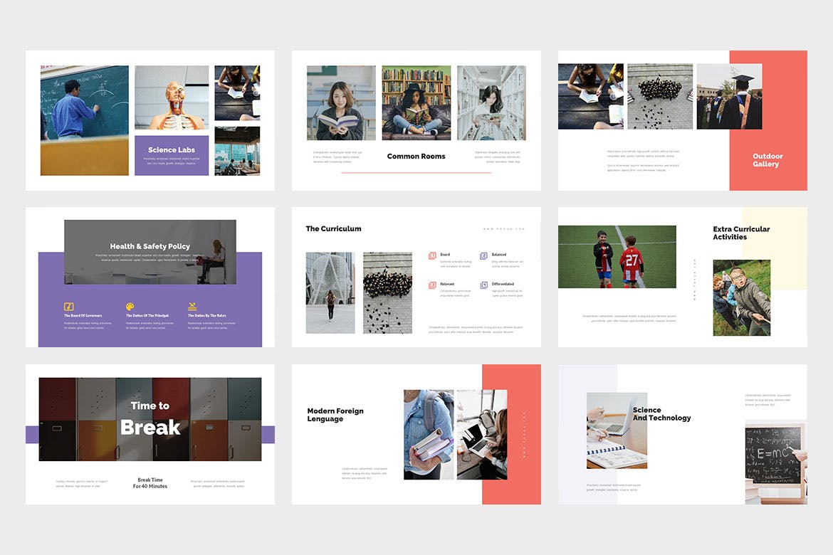 时尚简约清新好用的多用途学校留学机构powerpoint幻灯片演示模板（pptx）