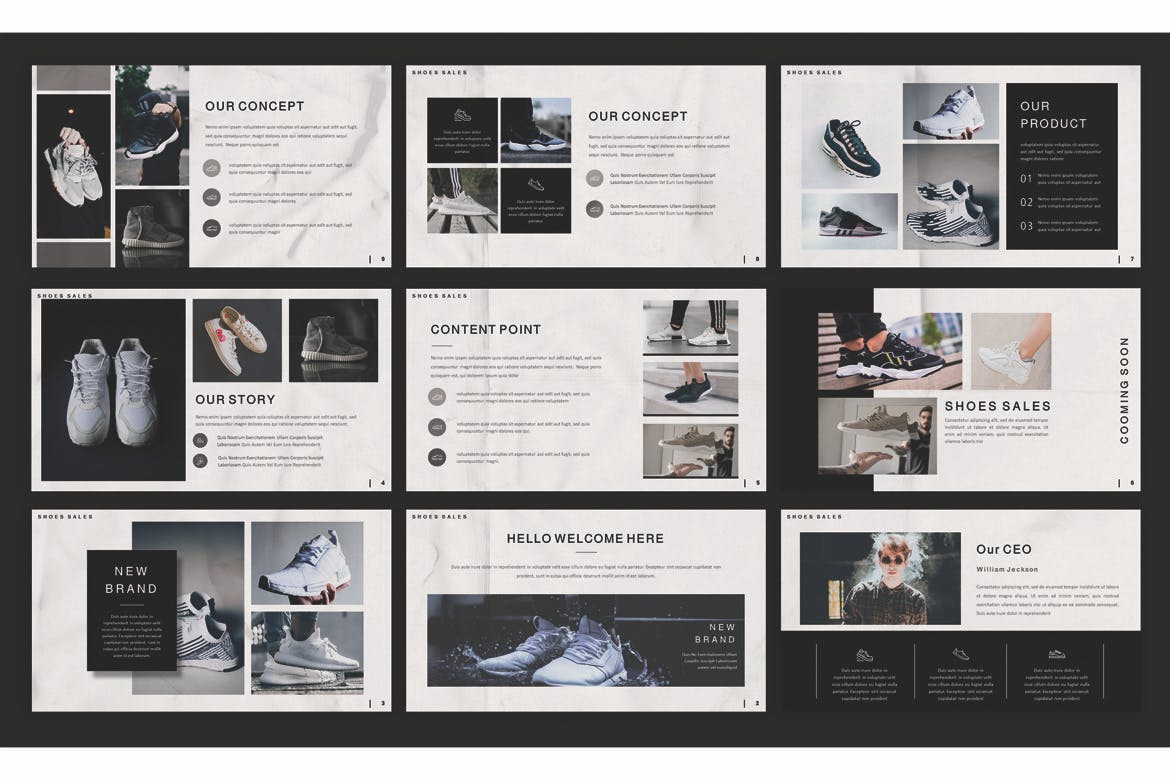 优雅时尚高端简约鞋店广告Google Slides谷歌幻灯片演示模板（pptx）