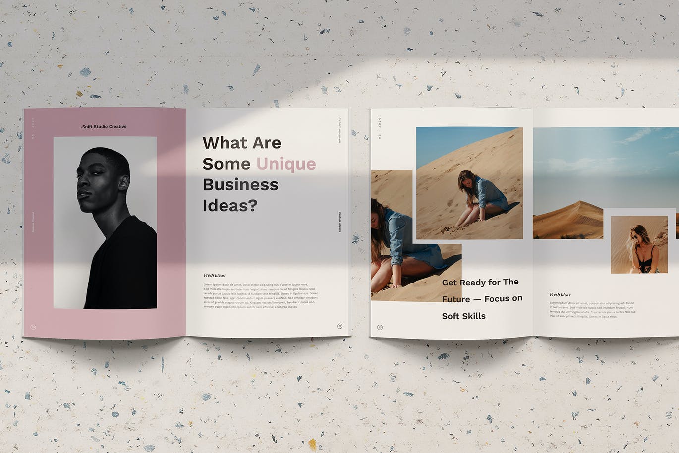 时尚高端简约优雅垂直画册风格的powerpoint幻灯片演示模板（pptx）