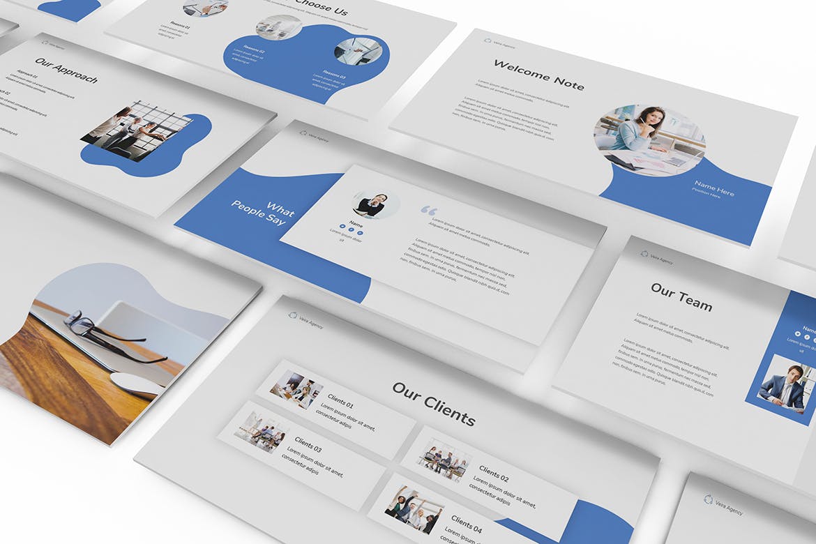 干净简洁的营销公司Powerpoint模板