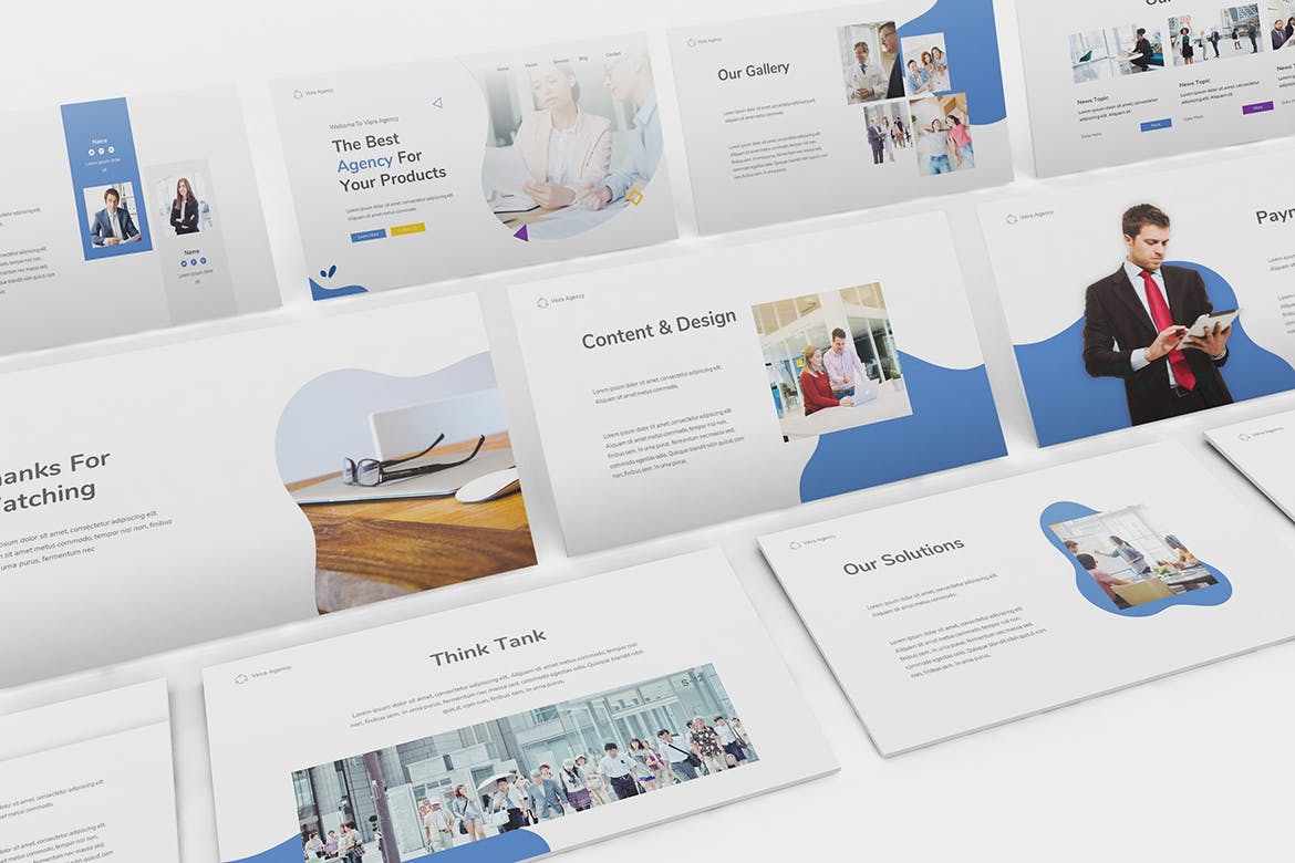 干净简洁的营销公司Powerpoint模板