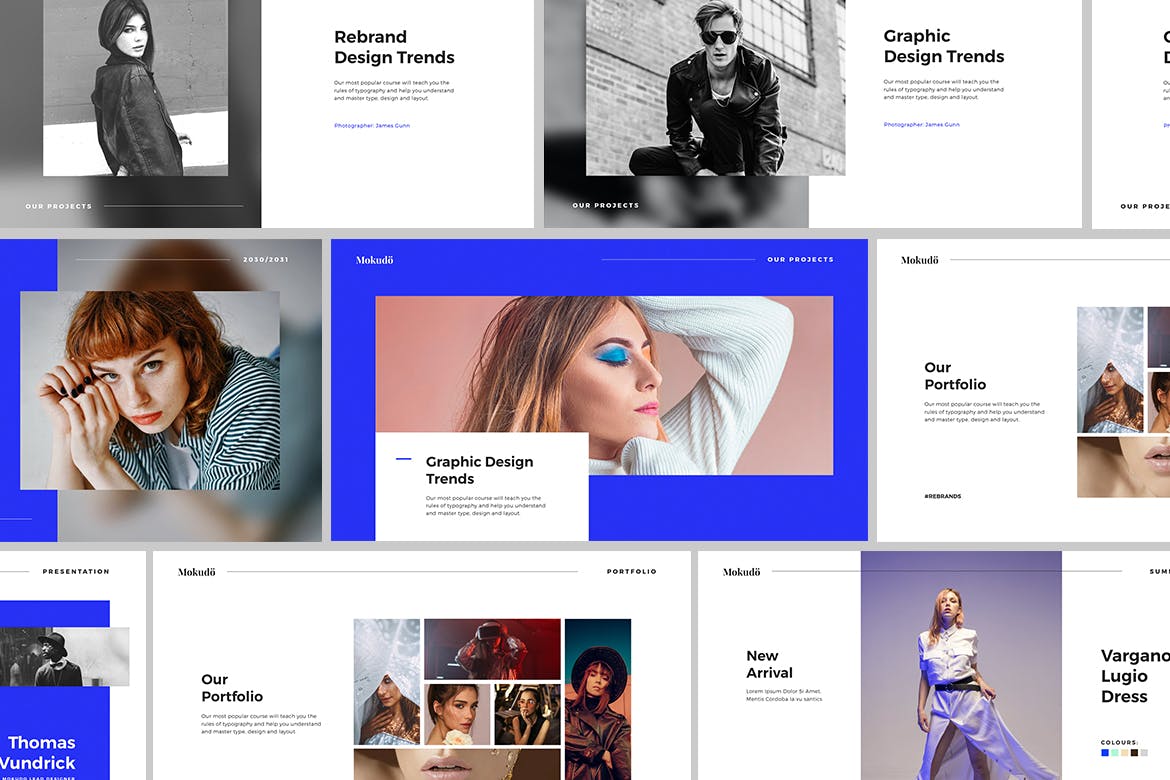 时尚高端专业的高品质蓝色配色powerpoint&amp;keynote幻灯片演示模板（pptx/key）