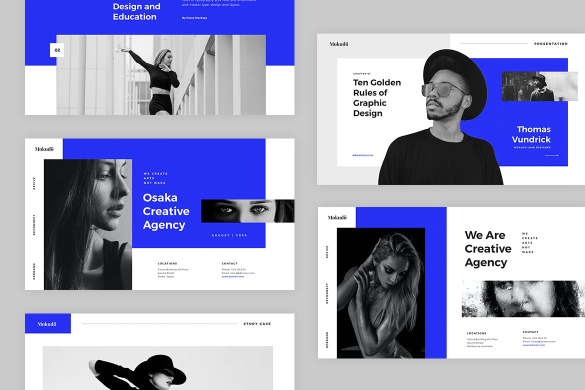 时尚高端专业的高品质蓝色配色powerpoint&amp;keynote幻灯片演示模板（pptx/key）