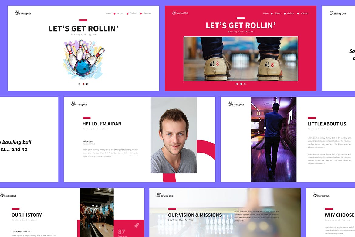 时尚高端简约保龄球馆运动powerpoint幻灯片演示模板（pptx）