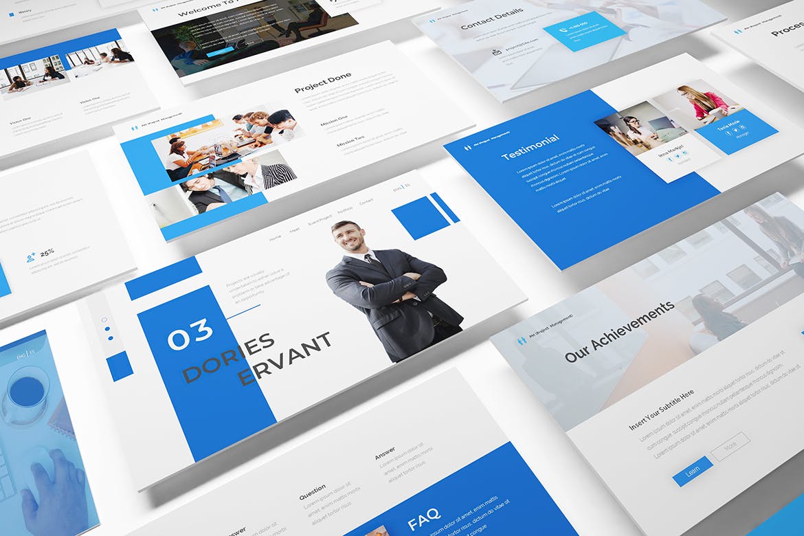 时尚高端简约专业的高品质项目管理powerpoint幻灯片演示模板（pptx）