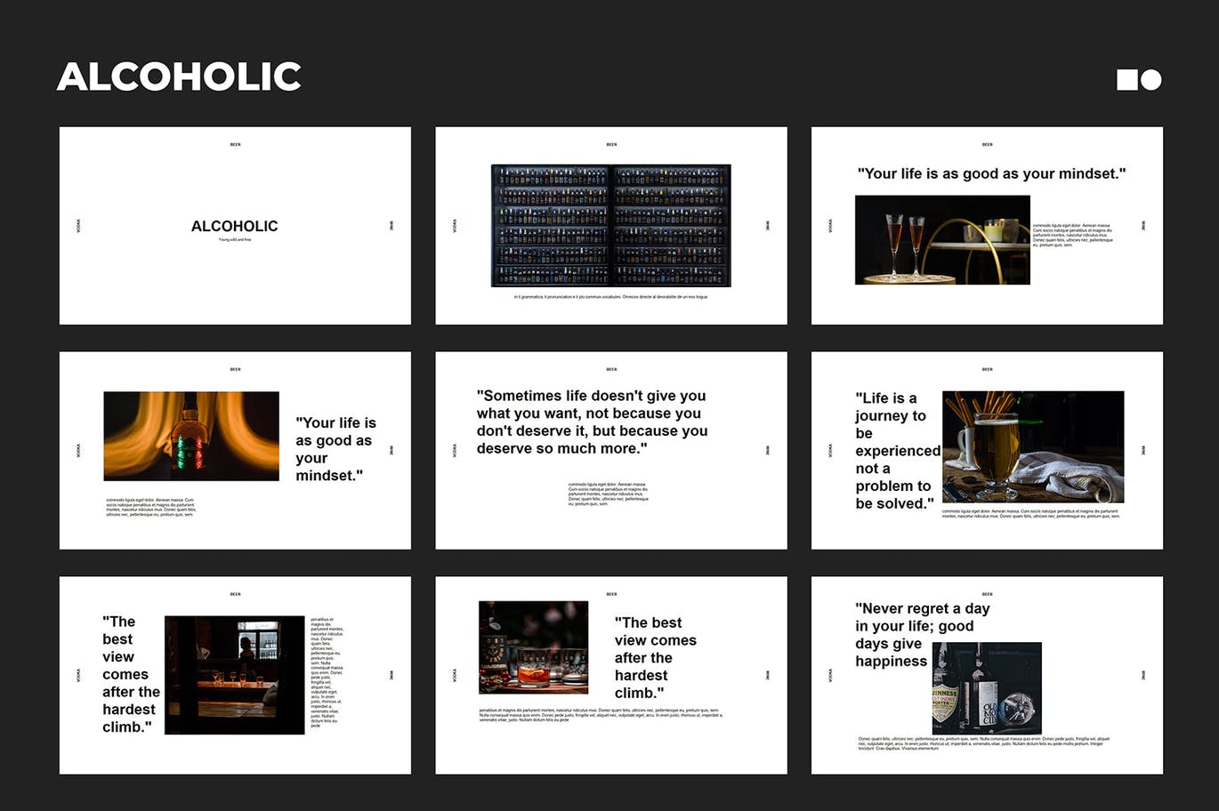 时尚高端酒品酒吧powerpoint幻灯片演示模板（pptx）